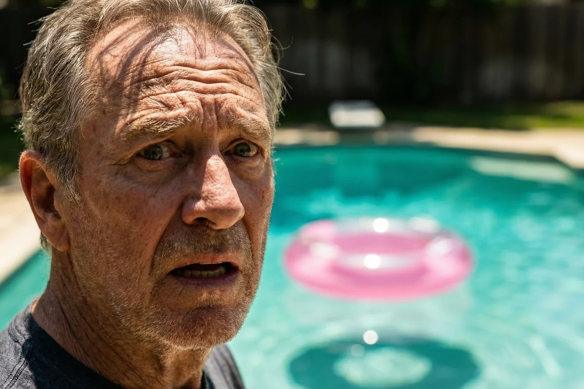 A grandfather's desperate moment by the pool